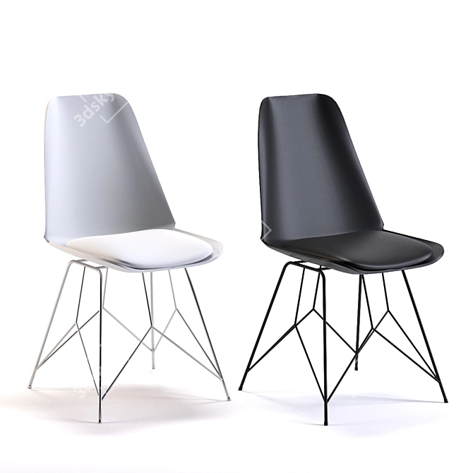 Wire Frame Chair in Black & White 3D model image 1