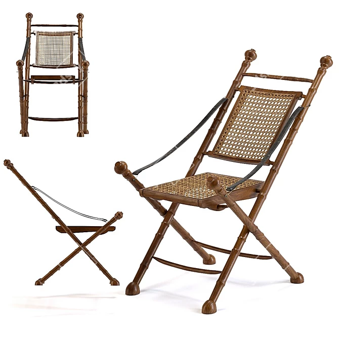 Vintage Foldable Colonial Chair 3D model image 1