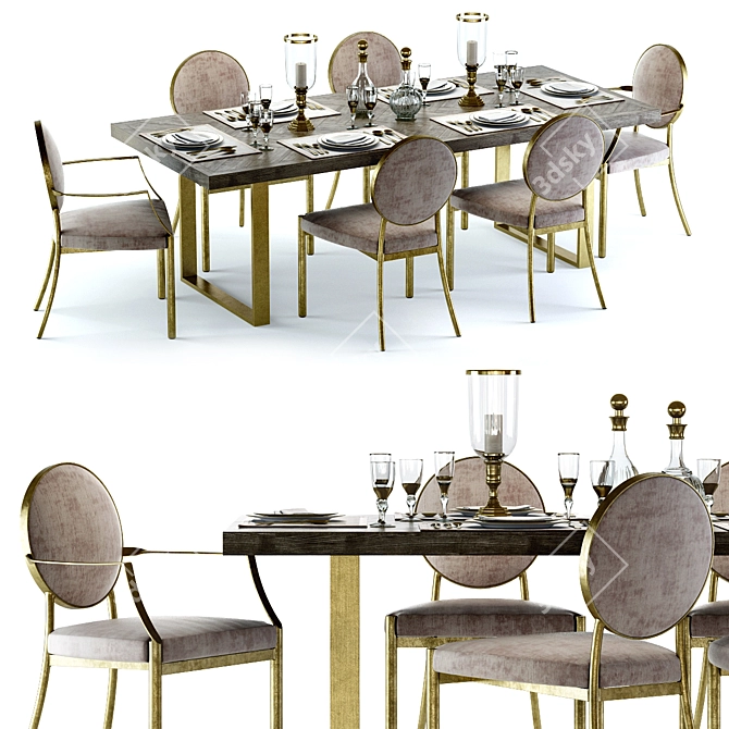 Elegant Eichholtz Melchior Dining Set 3D model image 1