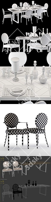 Elegant Eichholtz Melchior Dining Set 3D model image 3