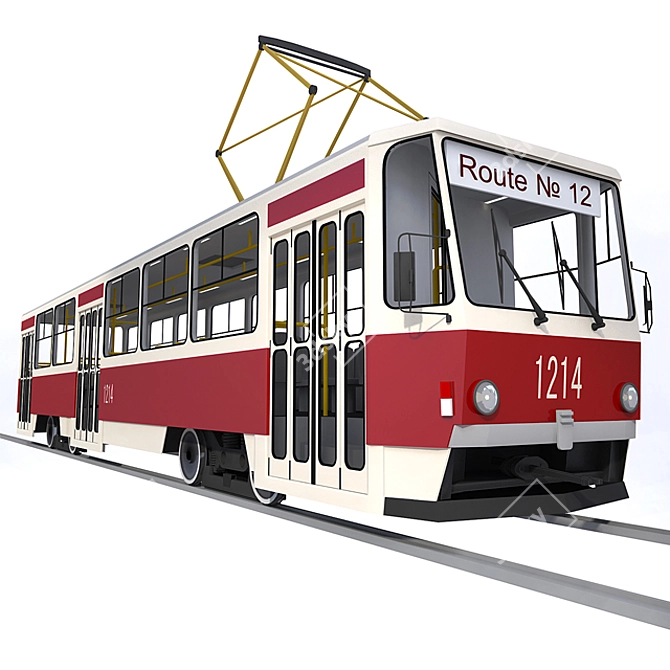 Tatra T6B5 Tram Car Model Kit 3D model image 1