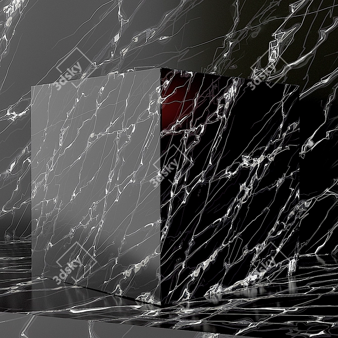 Black Marble Decorative Plaster 3D model image 2