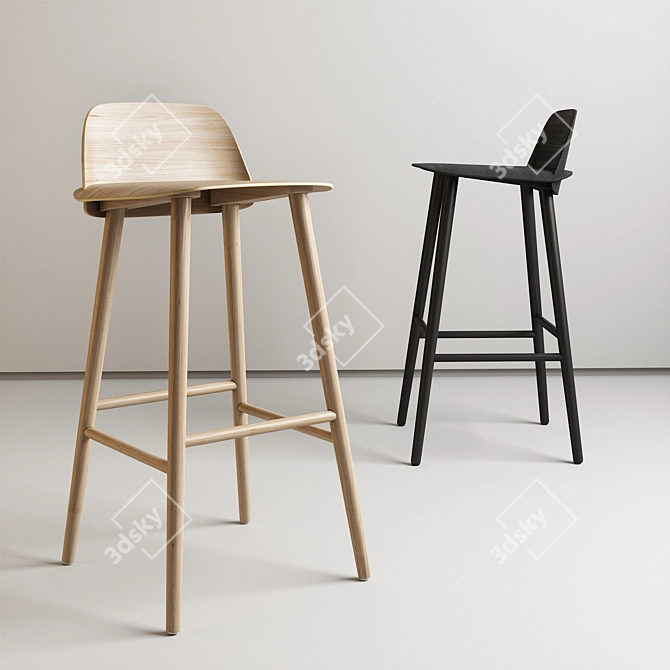 Muuto Nerd Bar Stool: Contemporary Comfort 3D model image 1