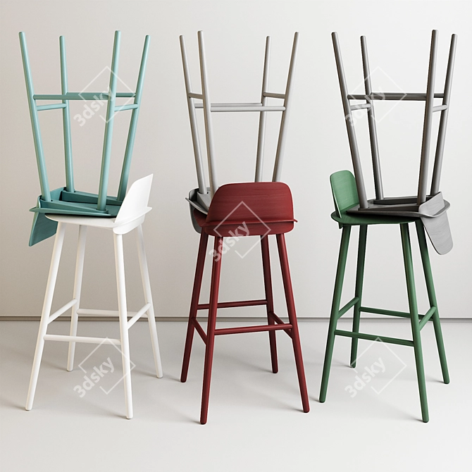 Muuto Nerd Bar Stool: Contemporary Comfort 3D model image 2