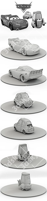 Title: Cars "Lightning McQueen, Guido, & Luigi" Figures 3D model image 3