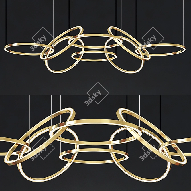 Elegant 8 Ring Chandelier 3D model image 1