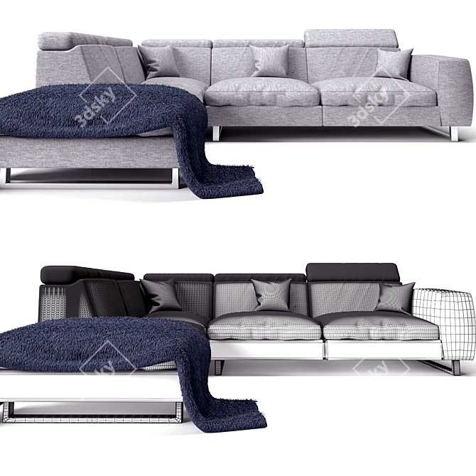 Italian Chic: Stylish Corner Sofa 3D model image 2