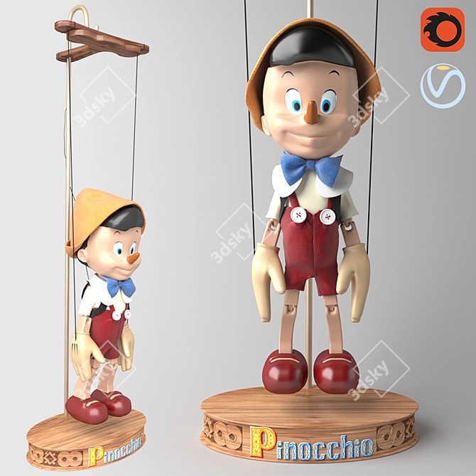 Enchanting Pinocchio Marionette Toy 3D model image 1