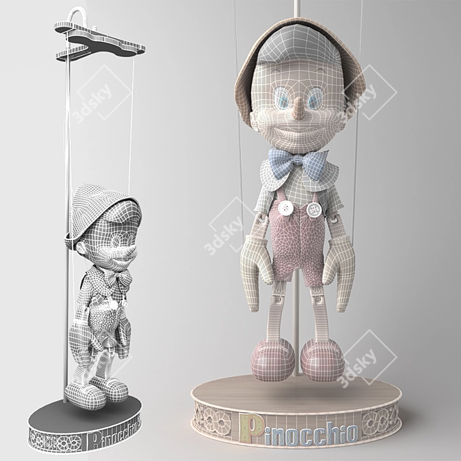 Enchanting Pinocchio Marionette Toy 3D model image 3