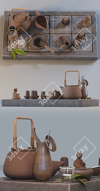 Traditional Tea Ceremony Set 3D model image 2