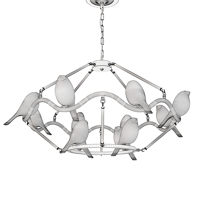 Divinare Tucano 9656Q03: Stunning White Metal & Acrylic Pendant Light 3D model image 1