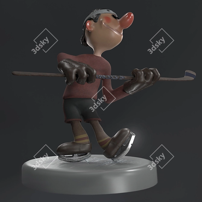 Vintage Hockey Player Figurine 3D model image 1