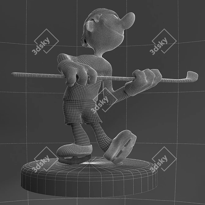 Vintage Hockey Player Figurine 3D model image 3