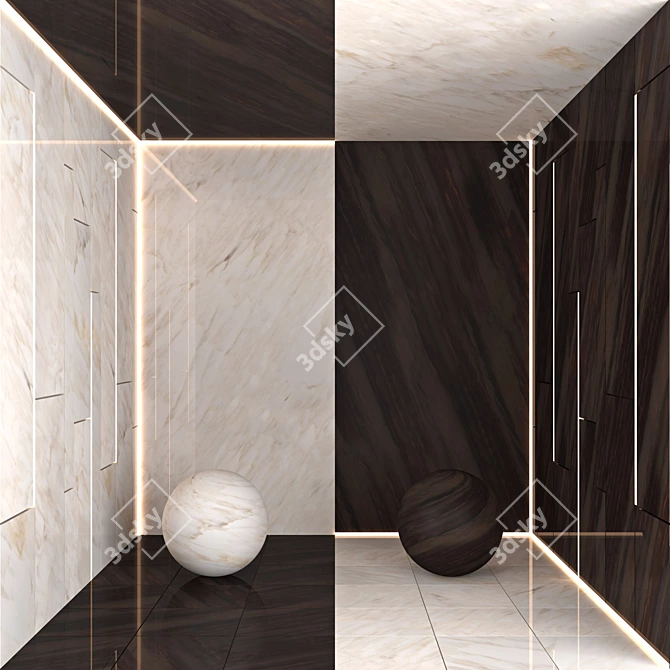 Luxurious Brown & Calcatta Carrara Marble 3D model image 1