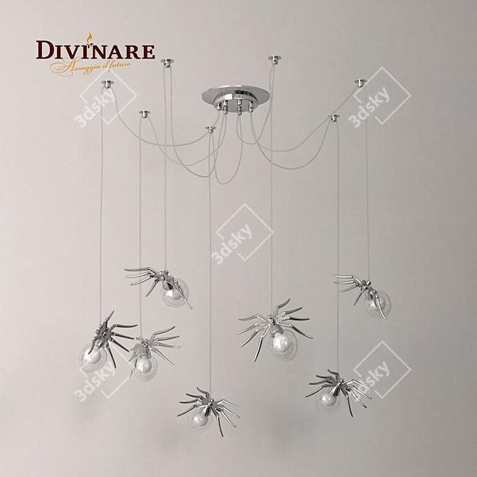 Divinare Ragno 1308Q02 PL-7: Elegant Chrome Pendant Light with 7 G9 Bulbs 3D model image 2