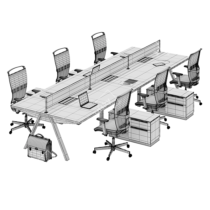 Modern Office Workspace UHURU 3D model image 3