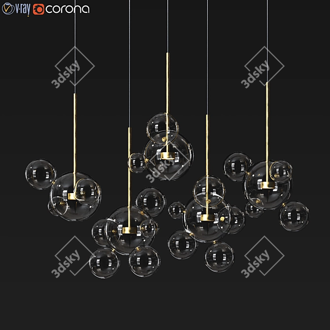 Modern Brass Zigzag Chandelier 3D model image 1