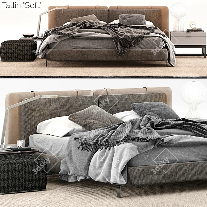 Elegant Minotti Tatlin Soft Bed 3D model image 1