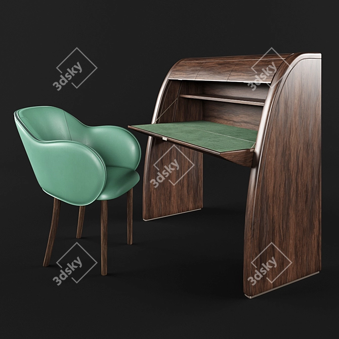 Elegant Lea Chair & Camus Desk Set 3D model image 1