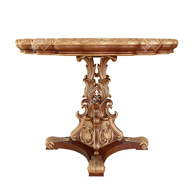 Luxury Baroque Walnut Table 3D model image 1