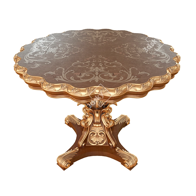 Luxury Baroque Walnut Table 3D model image 2