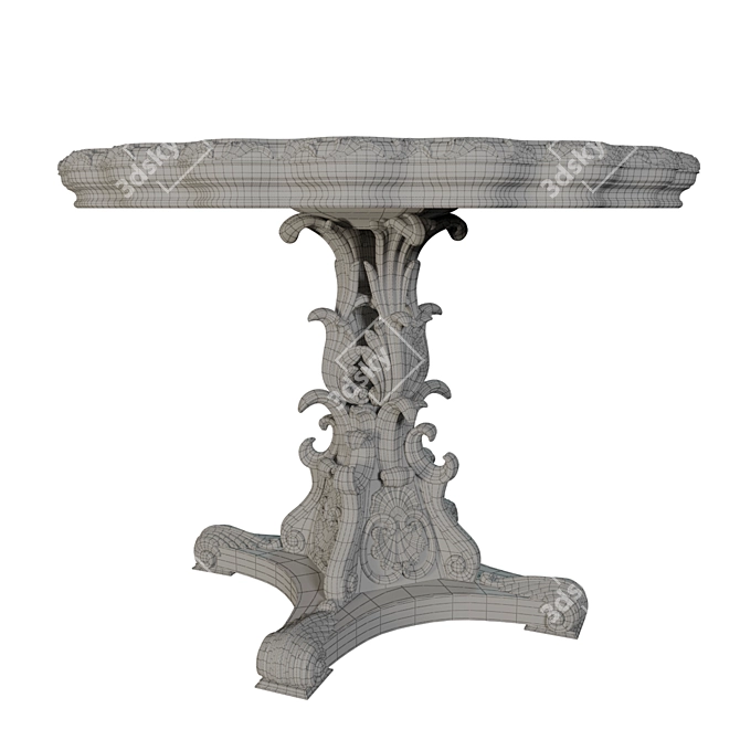 Luxury Baroque Walnut Table 3D model image 3