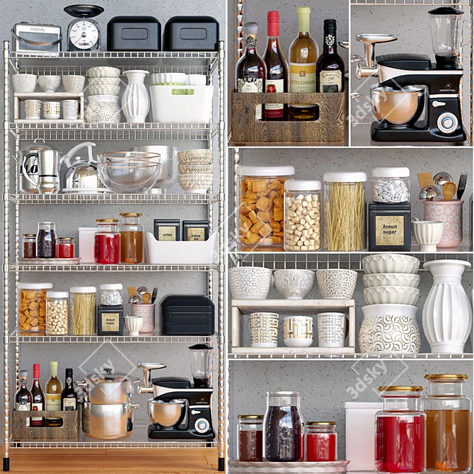 Modern Kitchen Shelf: Organize with Style 3D model image 1