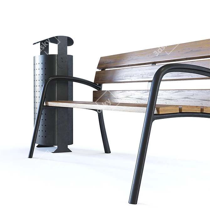 Modo Bench and Arcoiris Bin: Fabregas Street Furniture 3D model image 3