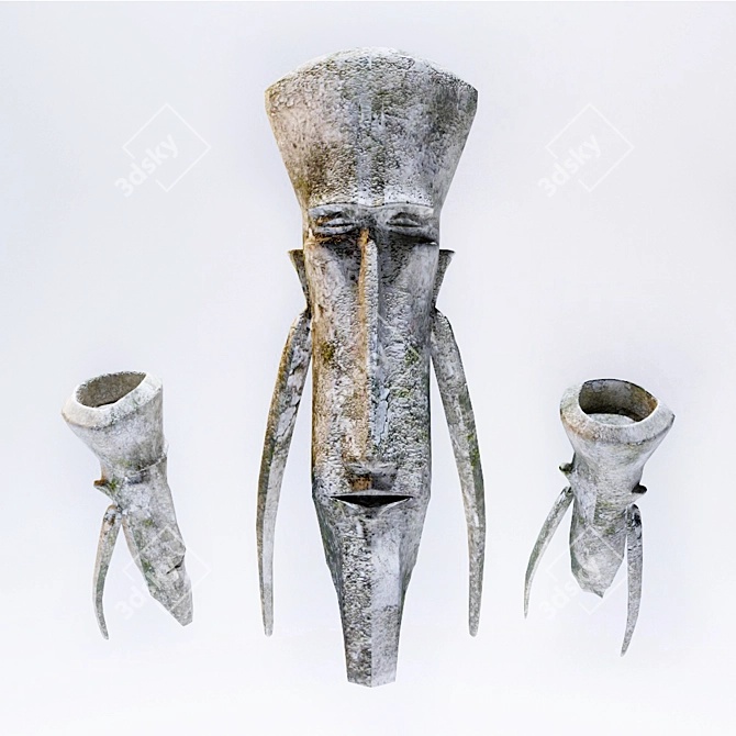 Sleek Stone Head Stand 3D model image 1