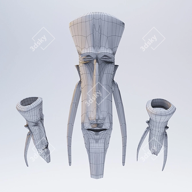 Sleek Stone Head Stand 3D model image 2