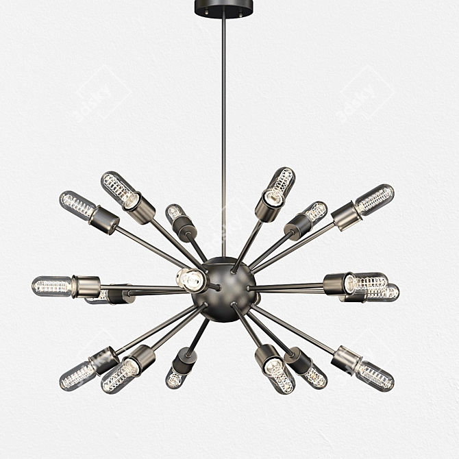 Modern Iron Sputnik Chandelier 3D model image 1