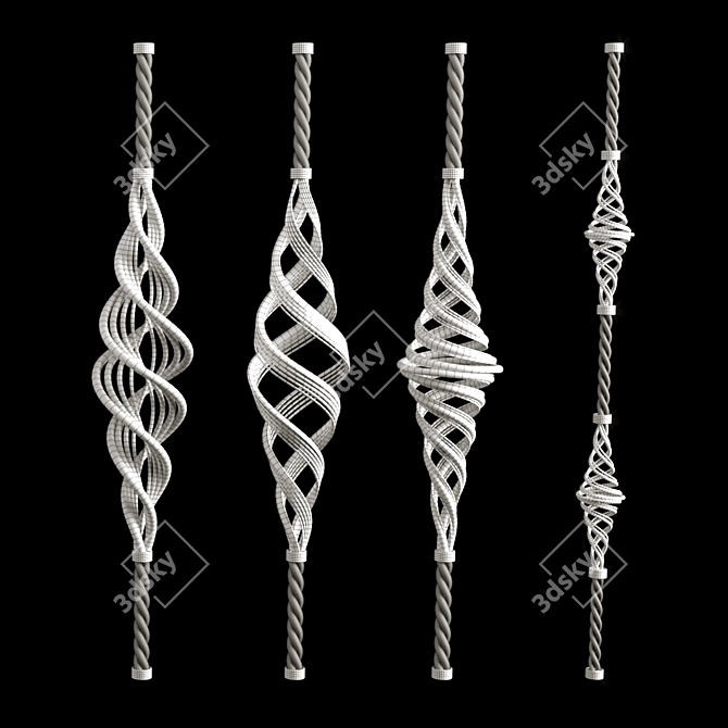 Elegant Metal Railing Fence 3D model image 2