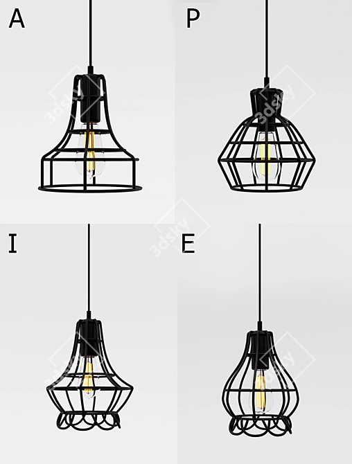Modern Cage Pendant Lights 3 3D model image 2