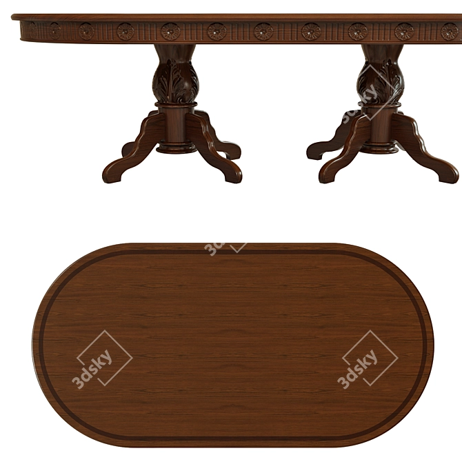  Elegant Threaded Dining Table 3D model image 2