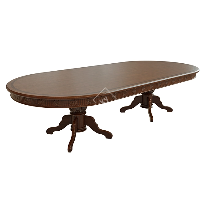 Elegant Threaded Dining Table 3D model image 1
