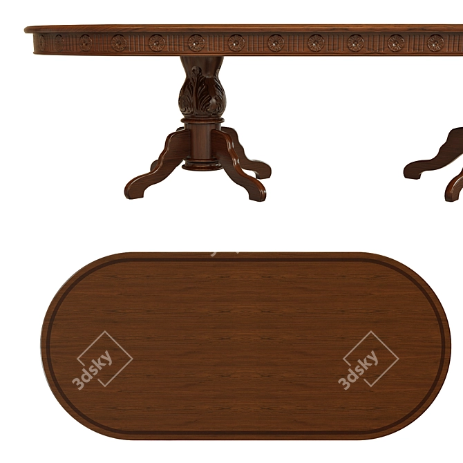 Elegant Threaded Dining Table 3D model image 2