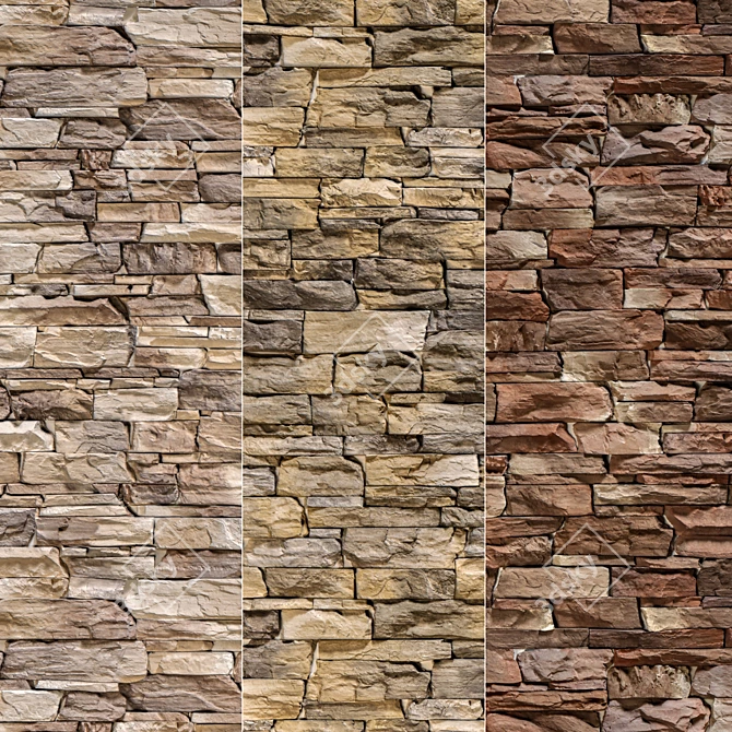 Modern Stone Walls - Vray Material Set 4 3D model image 1