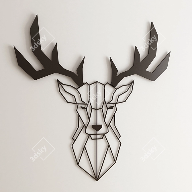 Rustic Loft Deer Wall Decor 3D model image 1