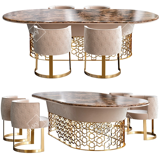 Luxurious CLAIRMONT Longhi Dining Table 3D model image 1