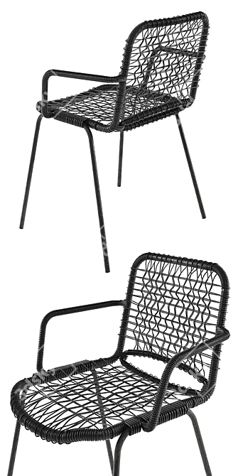 Black Knitted Chair: Stylish and Comfortable 3D model image 2