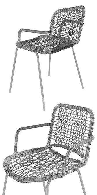Black Knitted Chair: Stylish and Comfortable 3D model image 3