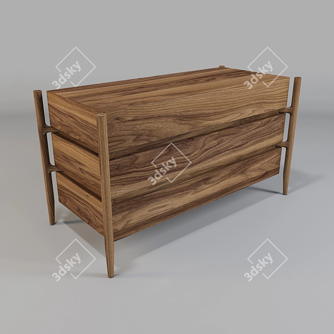 Elegant Regent 1 Canaletta Walnut Chest 3D model image 1