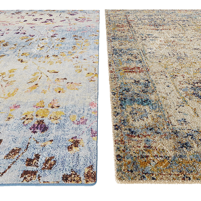Sanremo Ivory Blue Rug: Designer Elegance 3D model image 2