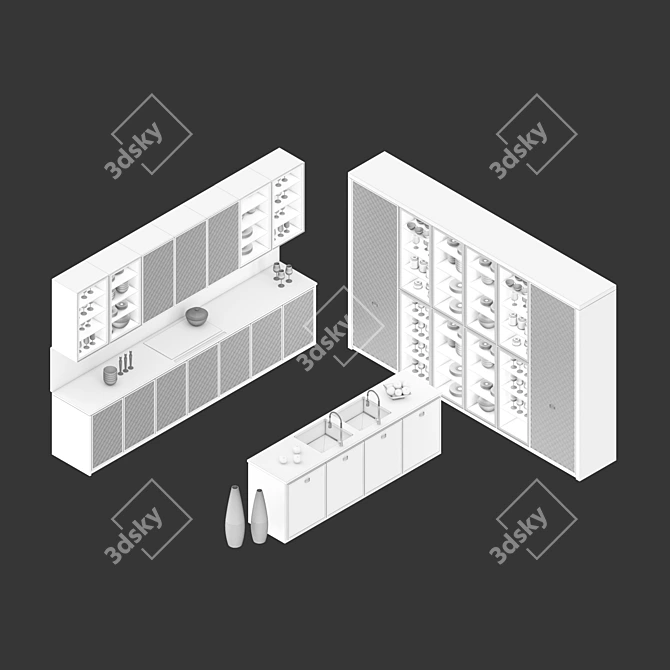 Italian Design Bellagio Kitchen Set 3D model image 3