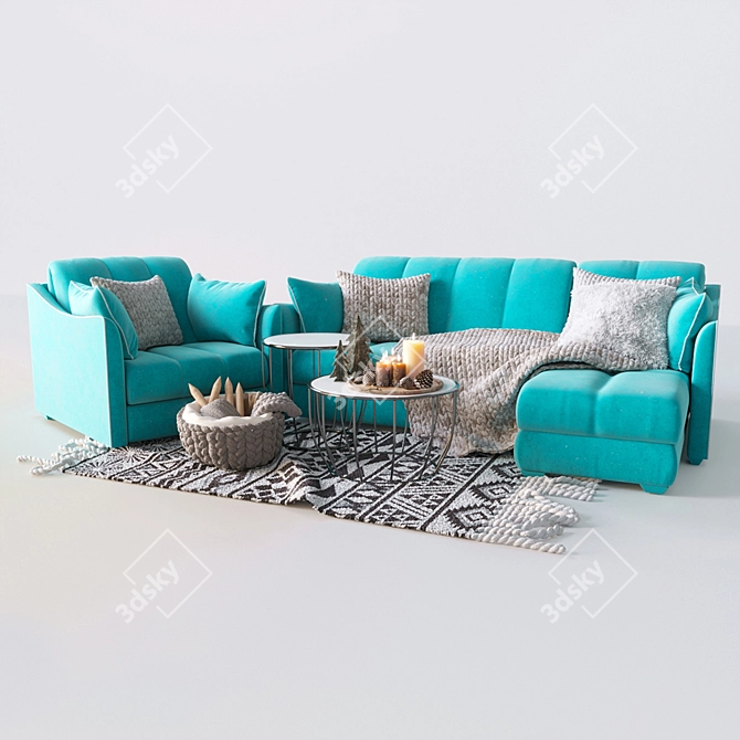 Moon 111 Corner Sofa & Tonin Casa Coffee Table 3D model image 1