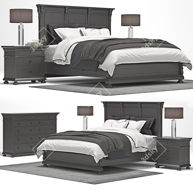 Elegant RH St. James Bed 3D model image 1