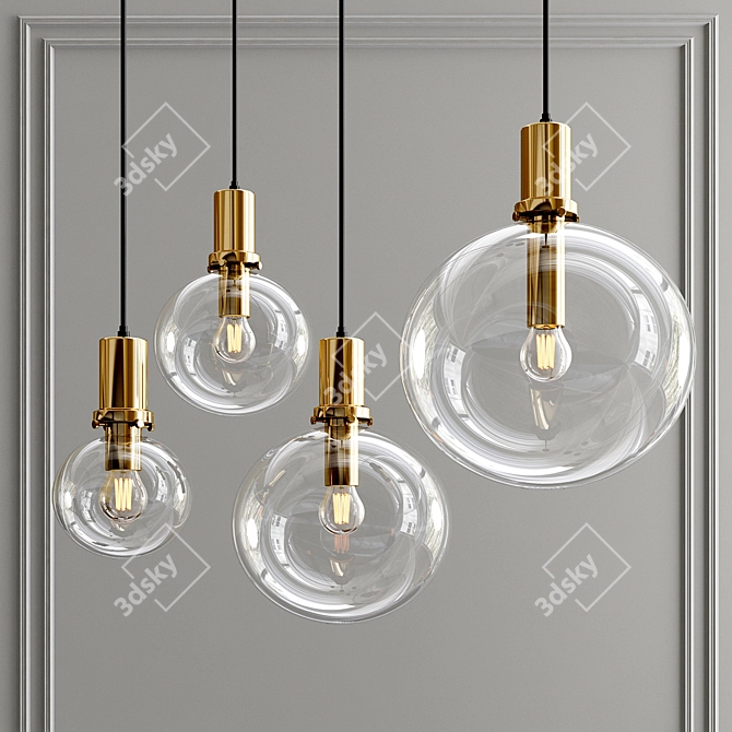 Stylish Penball Pendant Lights 3D model image 1