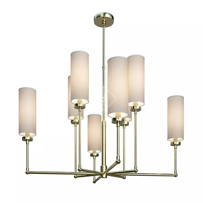 Modern Ziyi Chandelier: Polished Nickel & Natural Paper Shades 3D model image 1