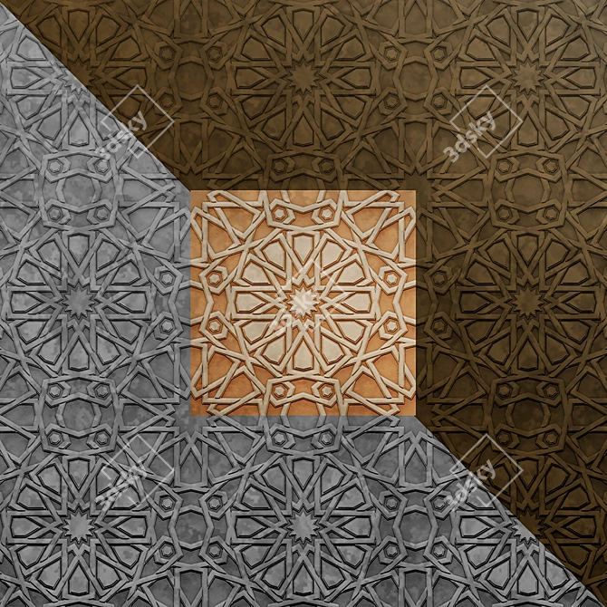 Seamless Eastern Ornament - 500x500mm 3D model image 1