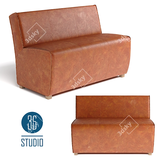 Sleek Leather Sofa: Model С637 by Studio 36 3D model image 1